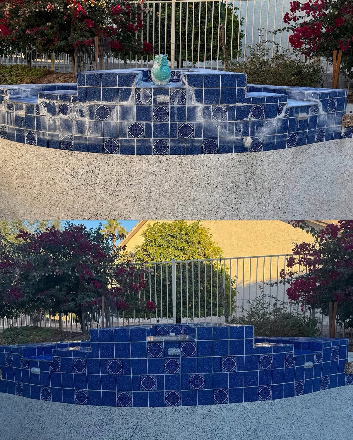 Waterfall and pool surface after restoration process