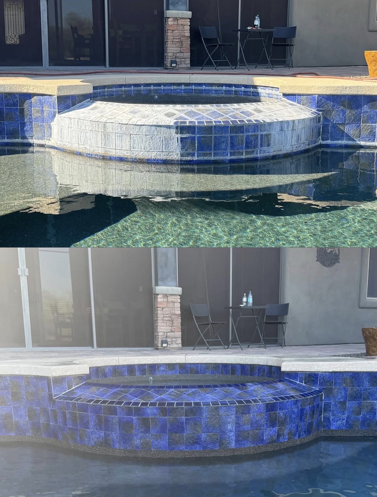 Wide pool area showing clean restored surfaces