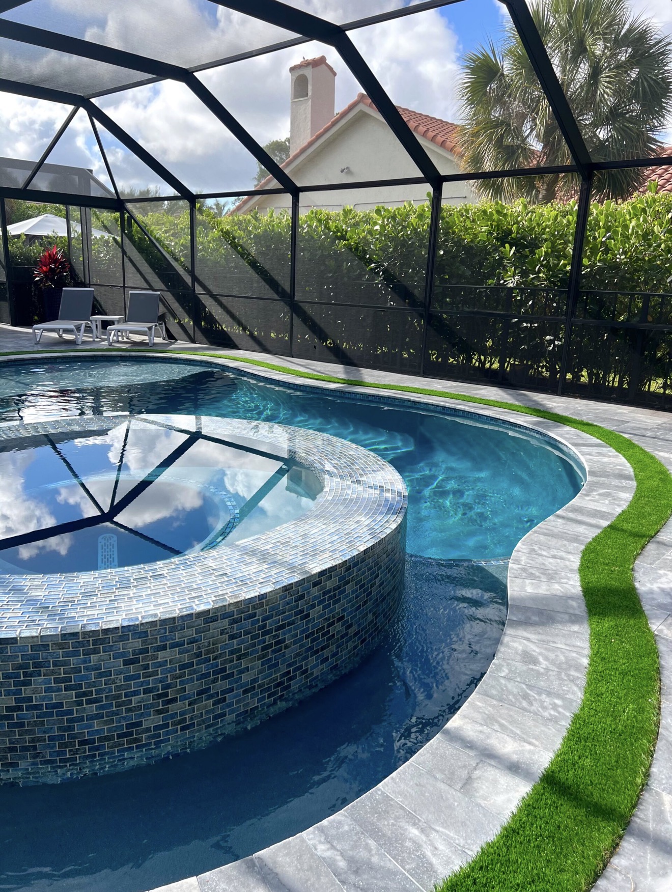 Pool and spa with emphasis on the pool surface
