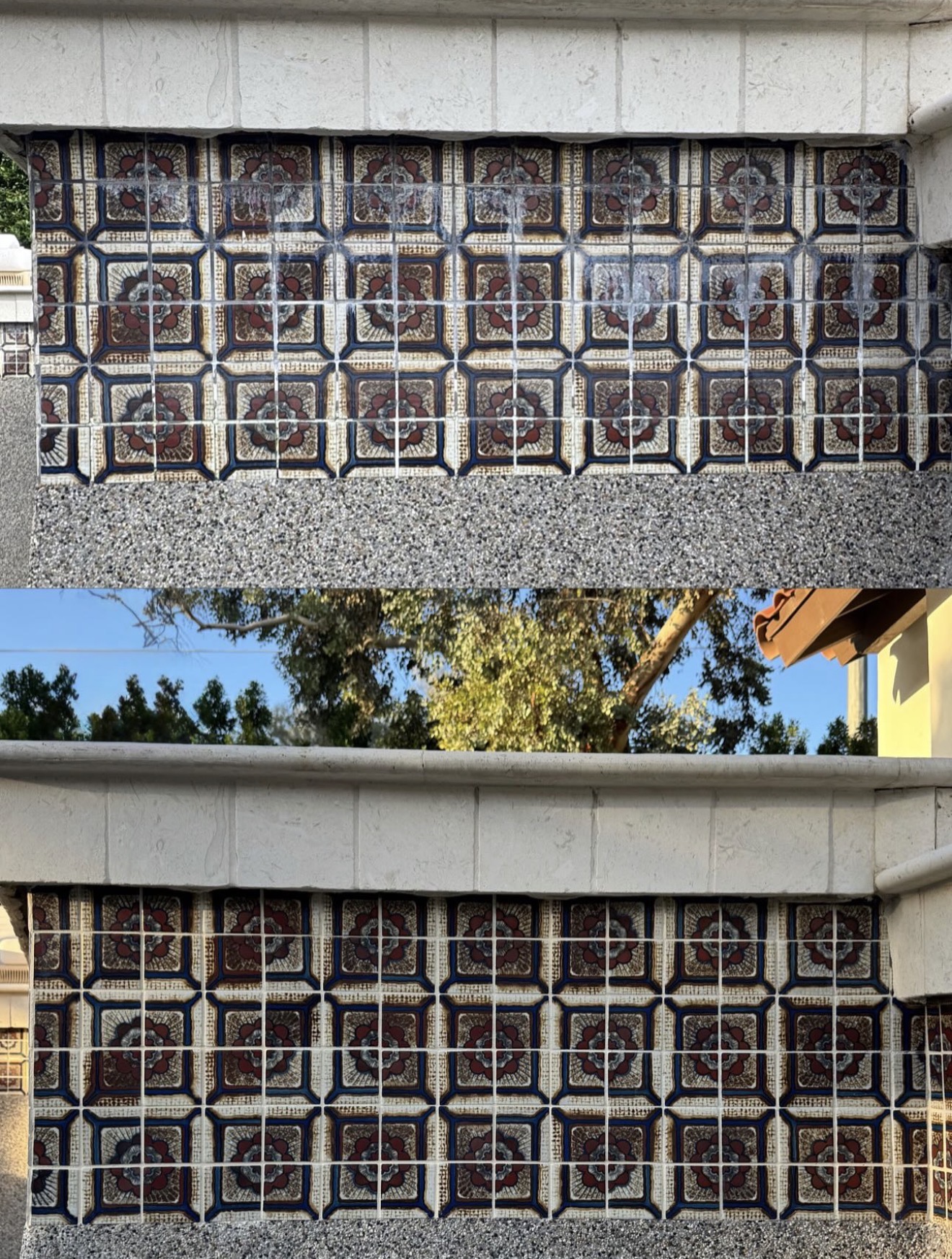 Restored pool tile and waterline